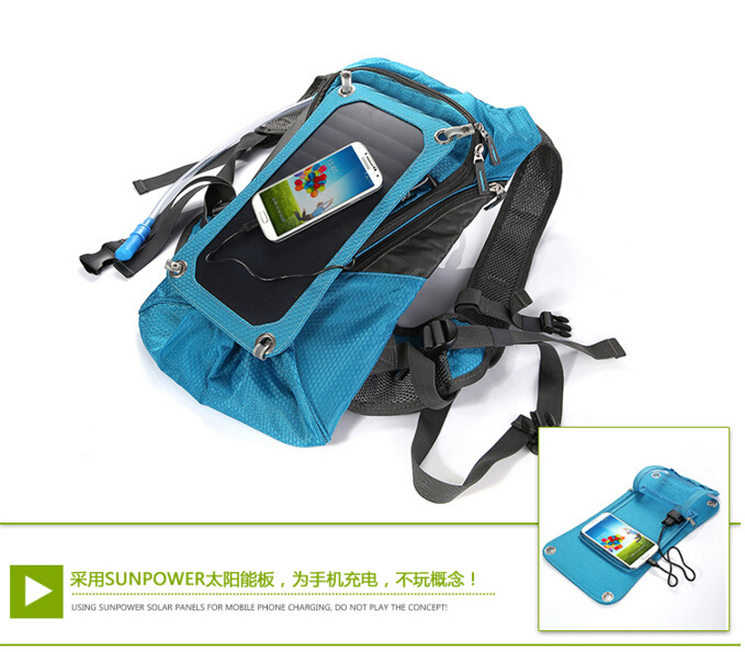 2016新款户外太阳能充电背包 骑行包旅行手机太阳能充电包